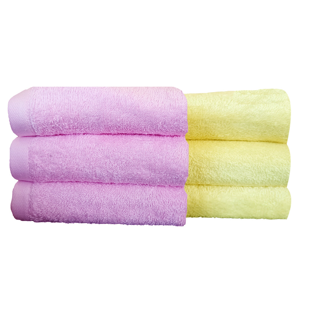 Quattro Face Towel 400 GSM, Size 30 * 30 cm, Soft & Fluffy towel, (Pack of 6) | Color Combo - Regency India