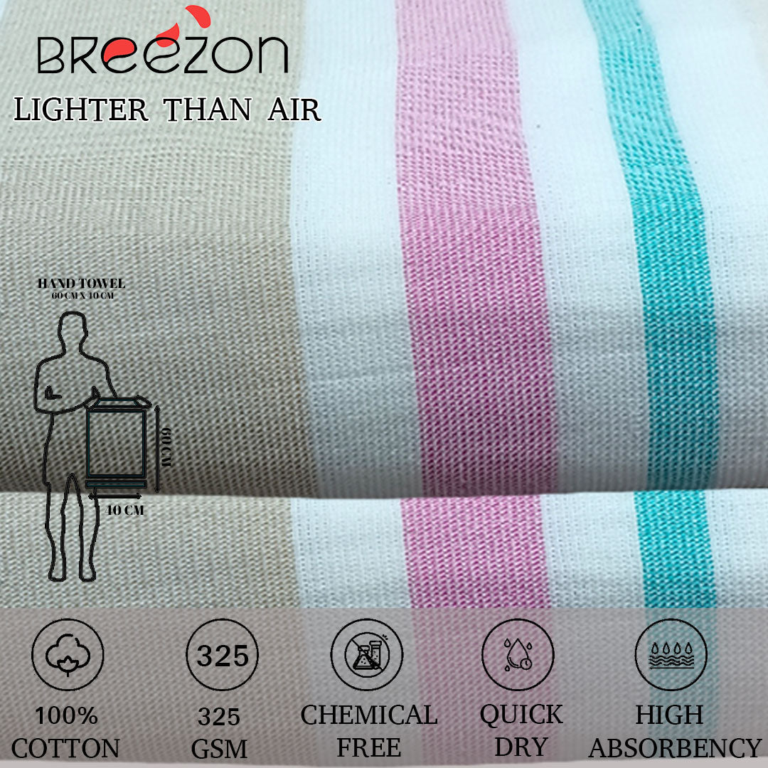 BREEZON Export Quality 100% Cotton Turkish Hand Towels (Pack Of 3) - Regency India