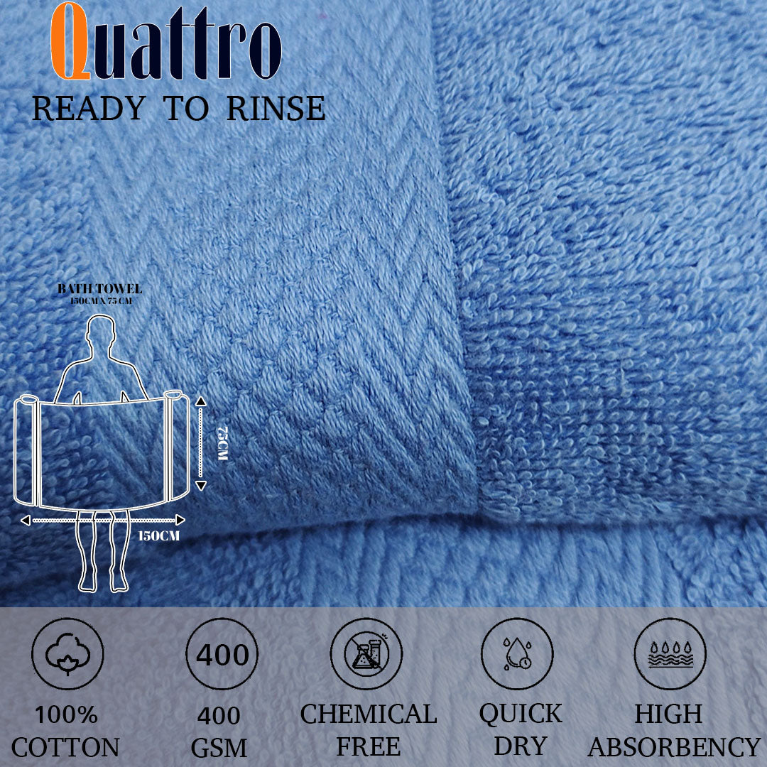Quattro Bath Towel.Sky Blue Color Bath Towel. Cotton Towel.