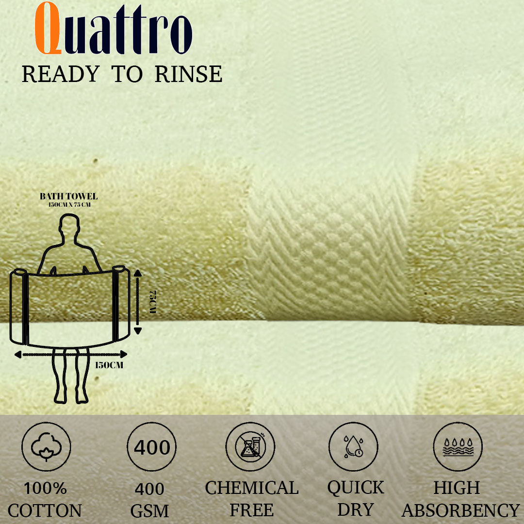 Quattro Bath Towel.Yellow Color Bath Towel. Cotton Towel.