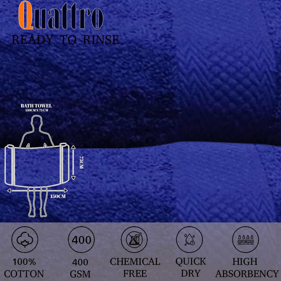 Quattro Bath Towel.Midnight Blue Color Bath Towel. Cotton Towel.