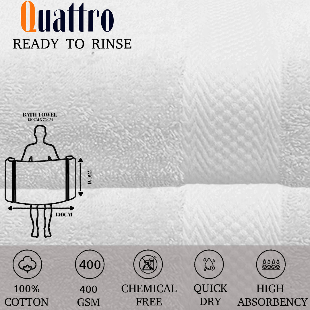 Quattro Bath Towel.White Color Bath Towel. Cotton Towel.