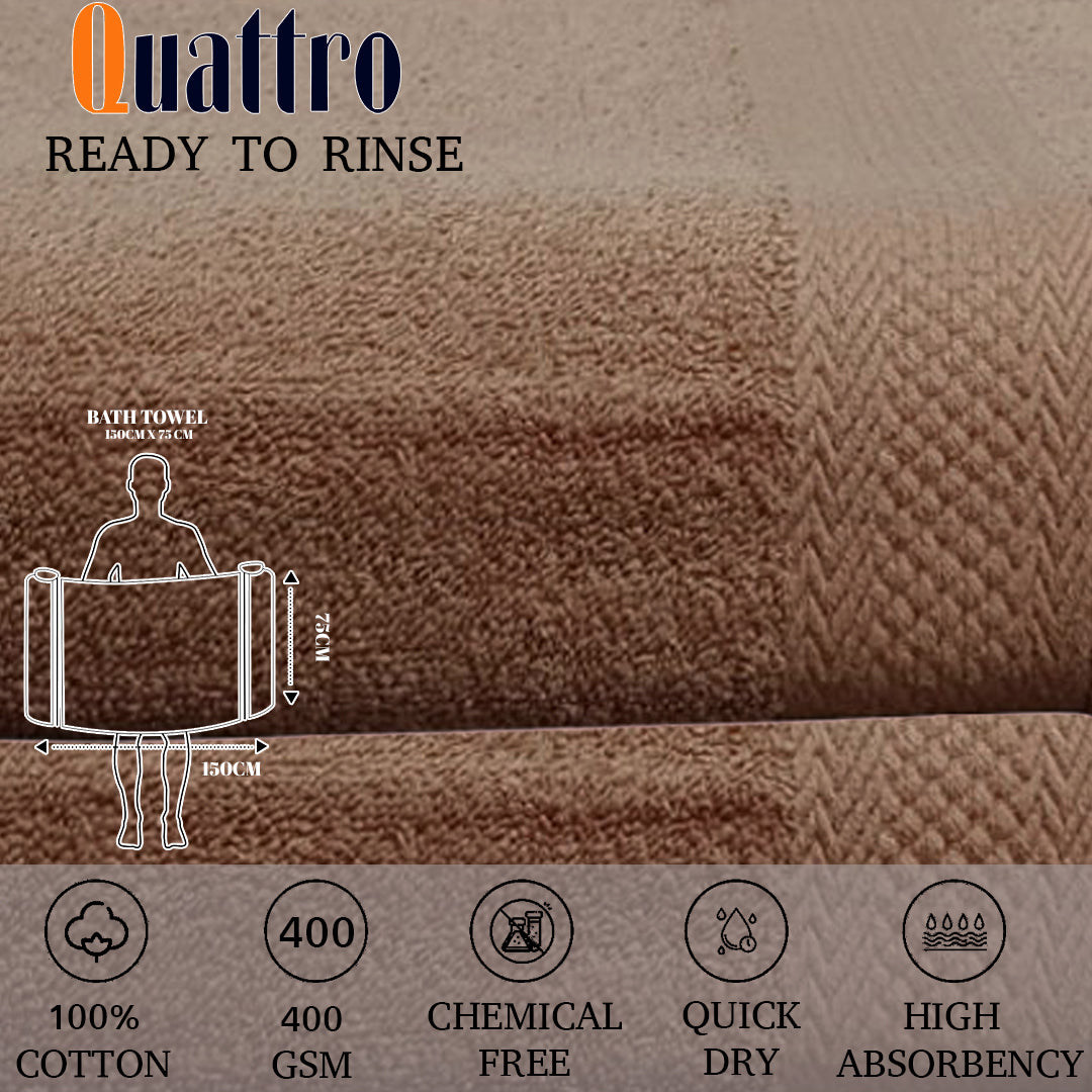 Quattro Bath Towel.Brown Color Bath Towel. Cotton Towel.
