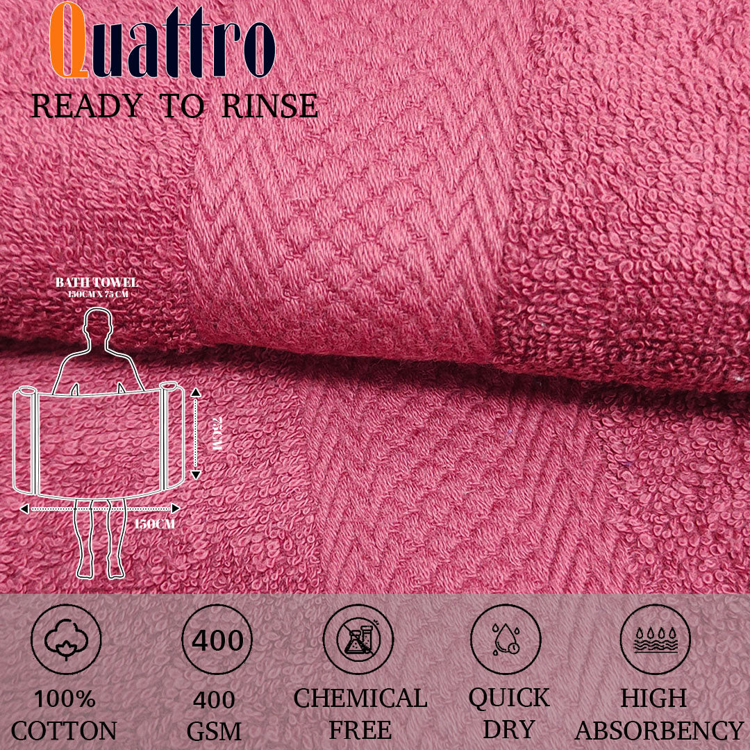 Quattro Bath Towel.Maroon Color Bath Towel. Cotton Towel.