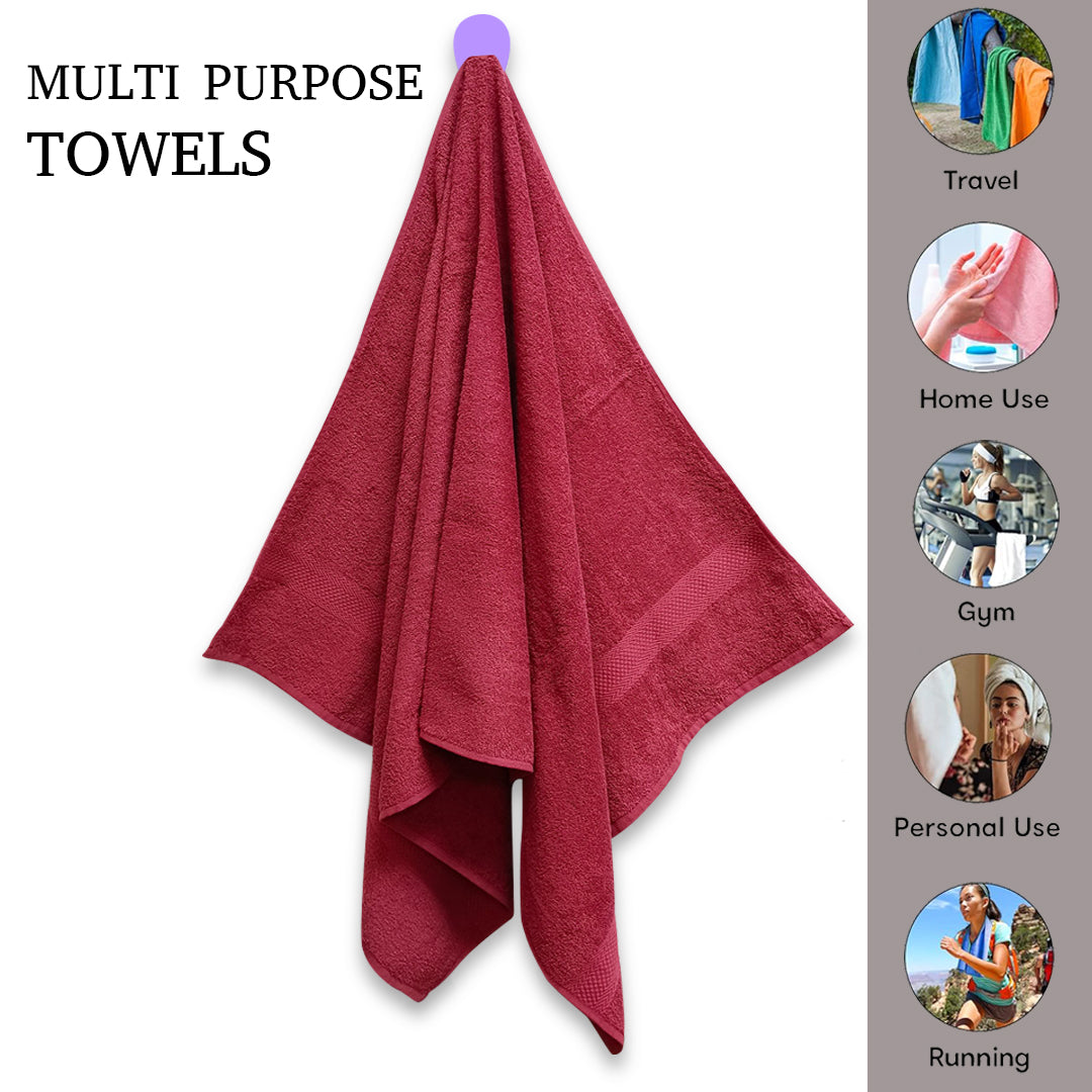 Quattro Bath Towel.Maroon Color Bath Towel. Cotton Towel.