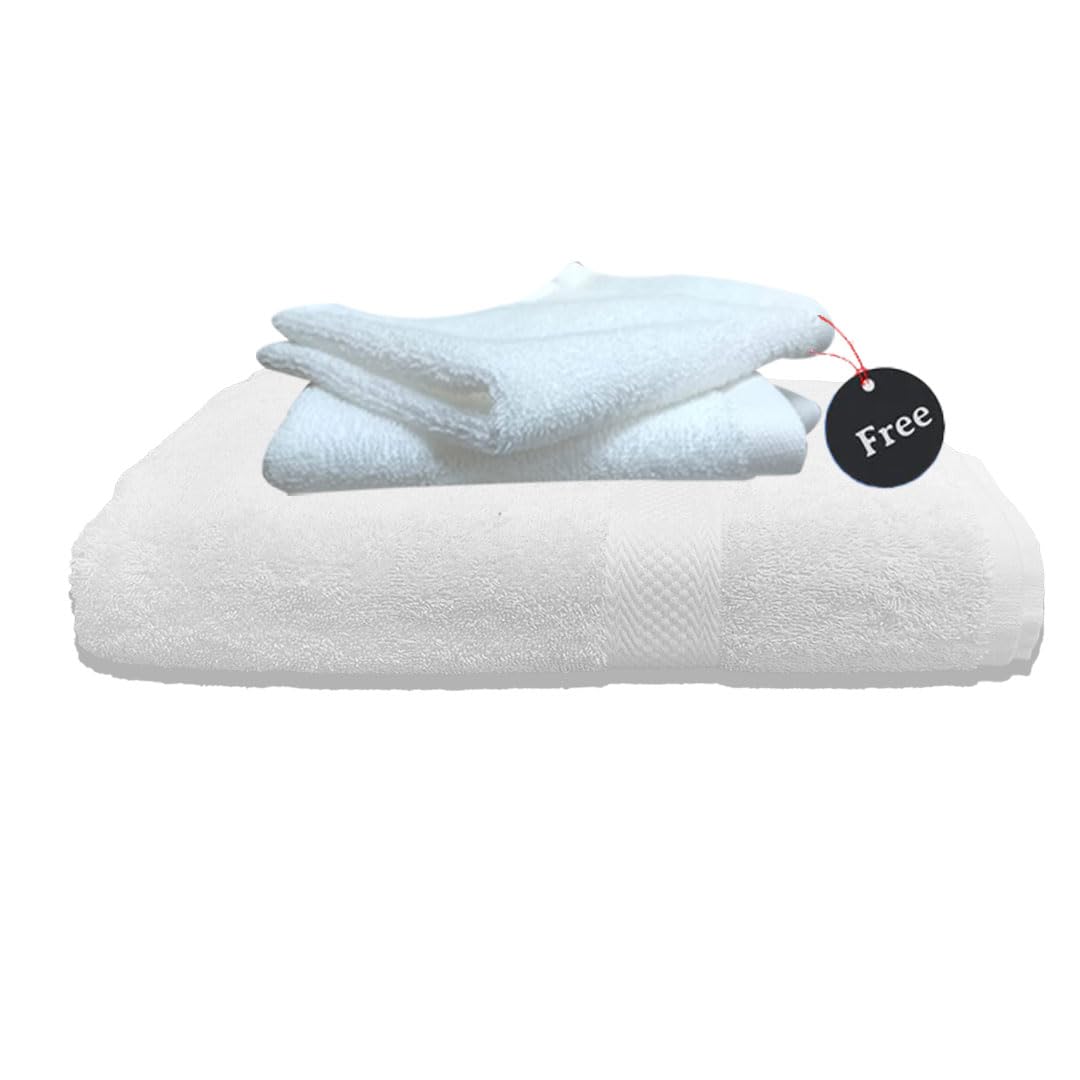 Regency India Quattro 100% Cotton Towels for Bath | Turkish Bath Towel - Ultra Soft & Absorbent | 400 GSM | 1 Piece Bath & 2 Hand Towels Towel for Men/Women | 75 x 150 cm (White) Brand: Generic