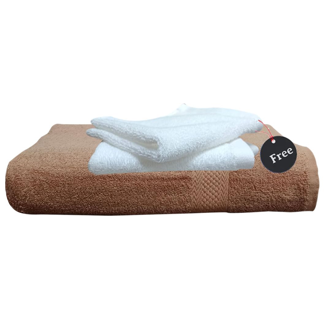 Regency India Quattro 100% Cotton Towels for Bath | Turkish Bath Towel - Ultra Soft & Absorbent | 400 GSM | 1 Piece Bath & 2 Hand Towels Towel for Men/Women | 75 x 150 cm (Brown) Brand: Generic