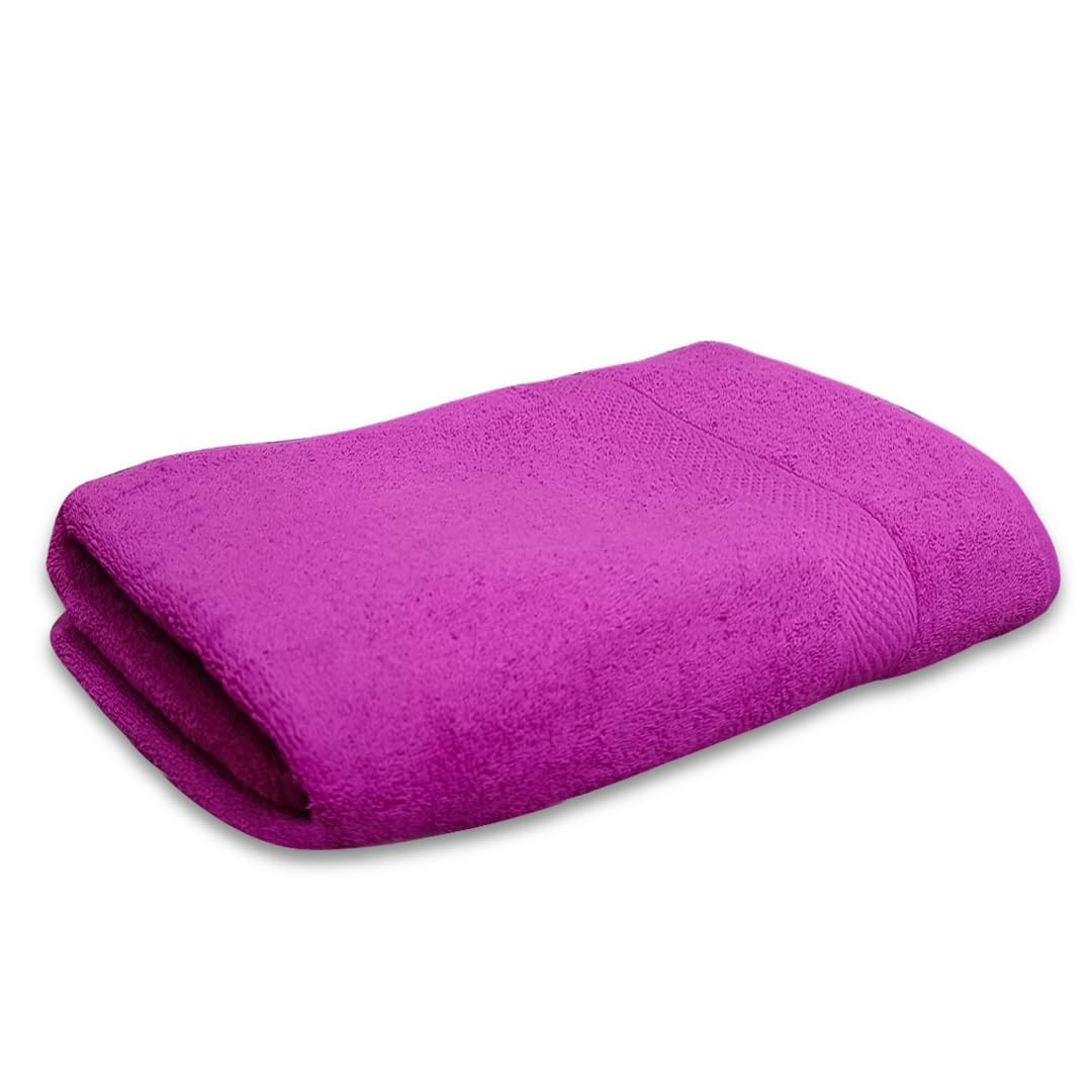 Quattro Export Quality 100% Cotton Bath Towel 400 GSM, (Soft & Absorbent) | Buy 1 Bath Towel & Get 2 Face Towel Free- Fuscia Pink