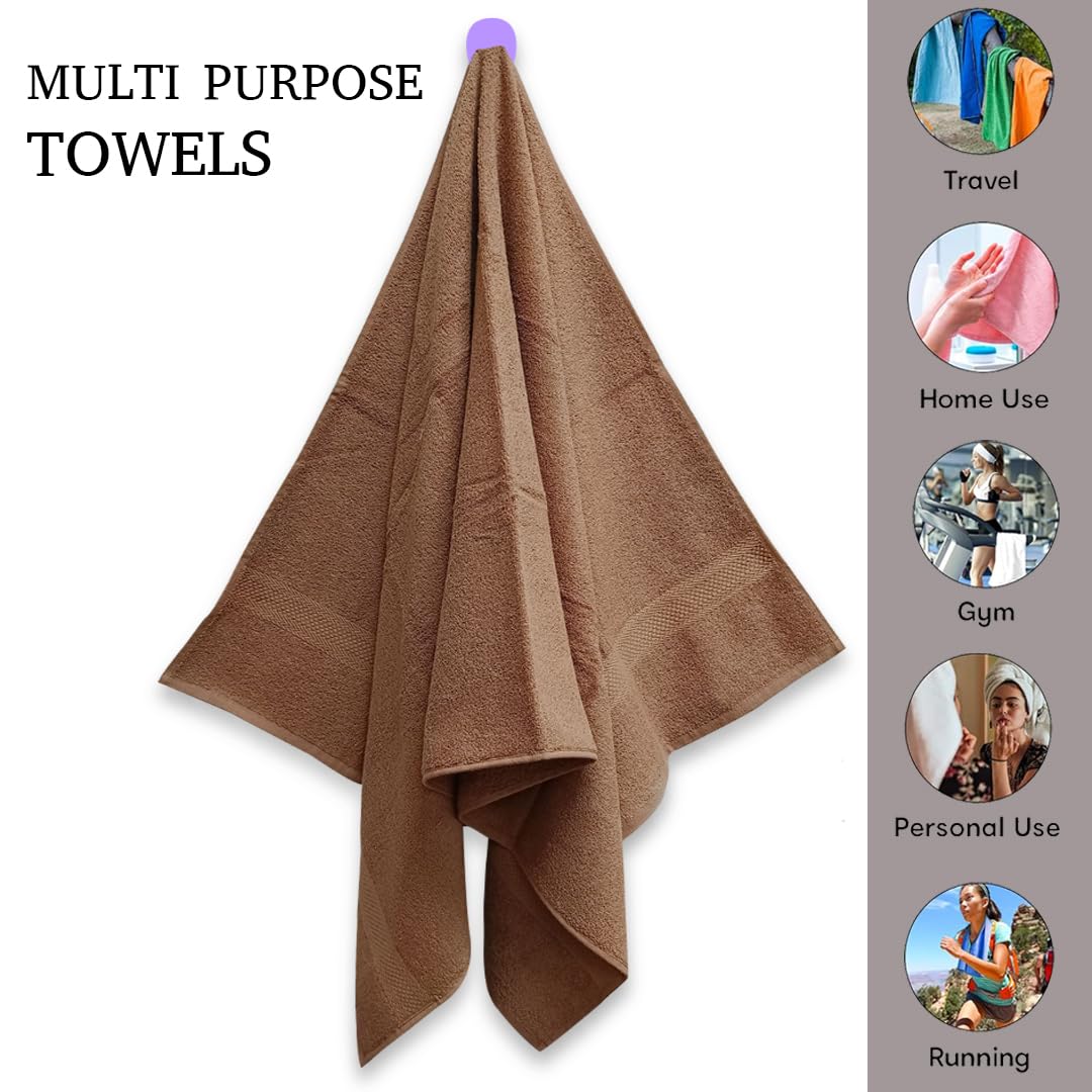 Regency India Quattro 100% Cotton Towels for Bath | Turkish Bath Towel - Ultra Soft & Absorbent | 400 GSM | 1 Piece Bath & 2 Hand Towels Towel for Men/Women | 75 x 150 cm (Brown) Brand: Generic