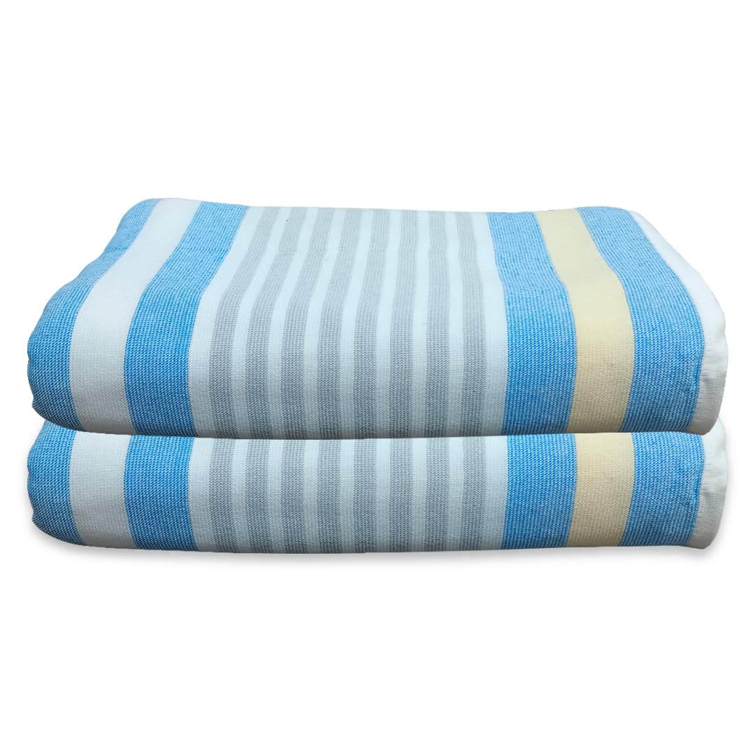 Regency India’s Breezon Export Quality 100% Cotton Light Weight Bath Towels Manufactured as per International Standard, 70x140 cm, 325-GSM, Absorbent, Very Sof (White-Grey Combo)
