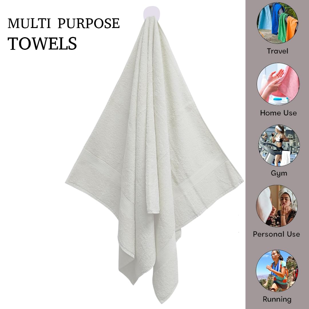 Regency India Quattro 100% Cotton Towels for Bath | Turkish Bath Towel - Ultra Soft & Absorbent | 400 GSM | 1 Piece Bath & 2 Hand Towels Towel for Men/Women | 75 x 150 cm (White) Brand: Generic