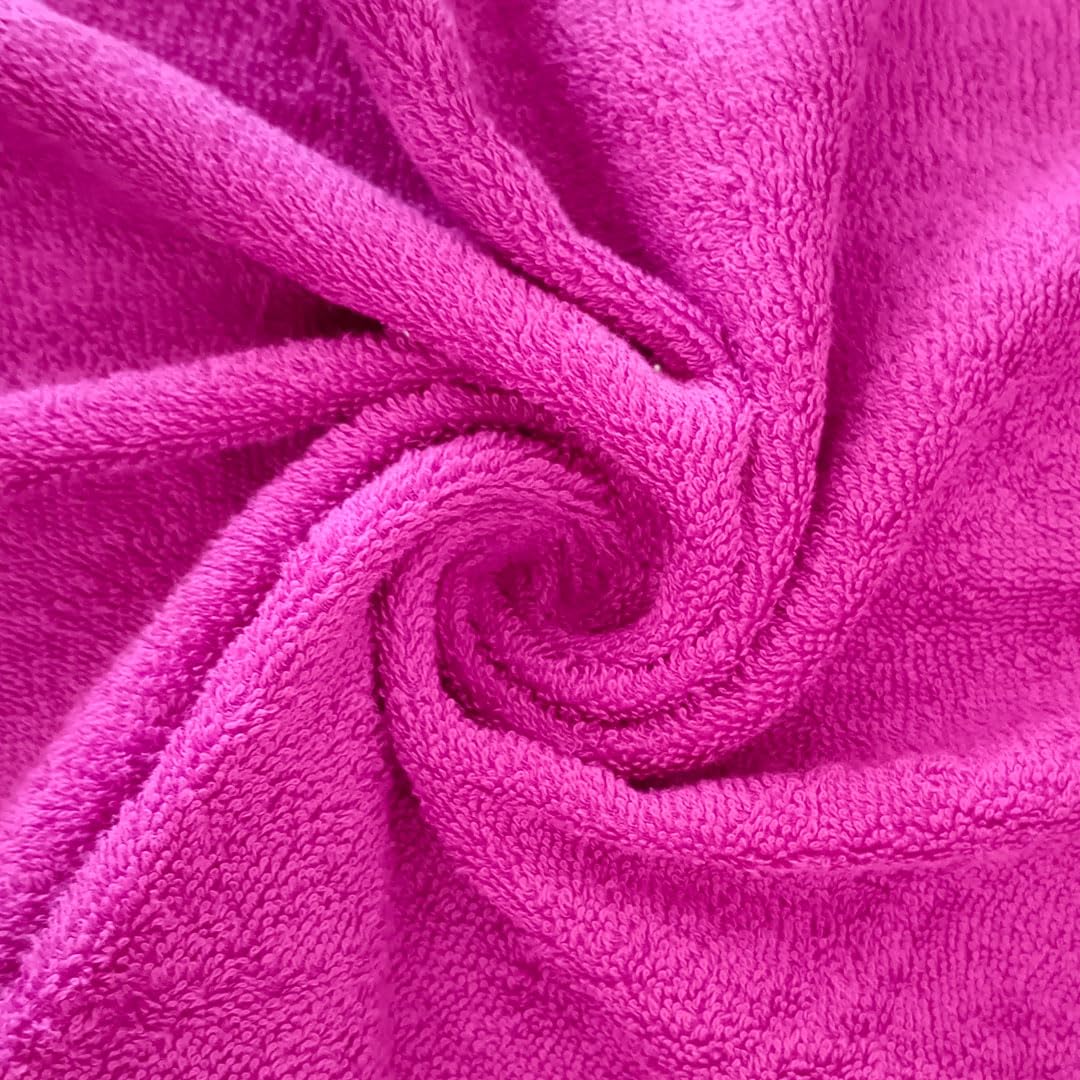 Quattro Export Quality 100% Cotton Bath Towel 400 GSM, (Soft & Absorbent) | Buy 1 Bath Towel & Get 2 Face Towel Free- Fuscia Pink