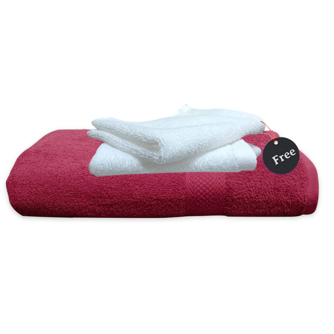 Quattro Export Quality 100% Cotton Bath Towel 400 GSM, (Soft & Absorbent) | Buy 1  Bath Towel & Get 2 Face towel Free - Regency India