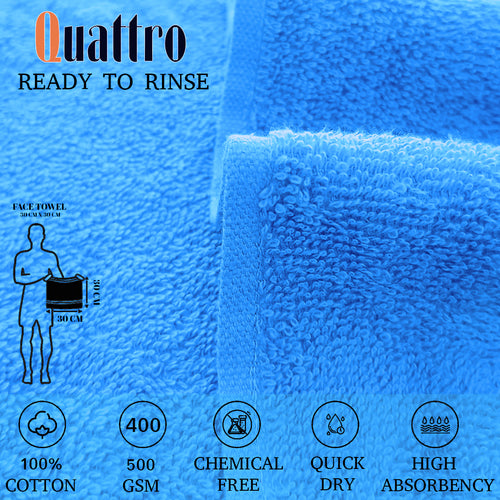 Quattro Face Towel 400 GSM, Size 30 * 30 cm, Soft & Fluffy towel, (Pack of 6) | Color Combo - Regency India