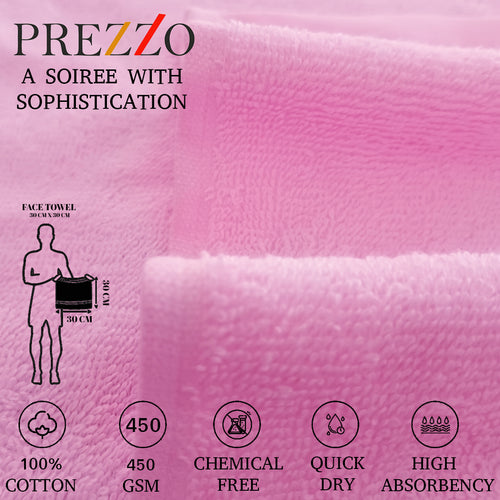 Prezzo Face Towel 450 GSM, Size 30 * 30 cm, Soft & Fluffy towel, (Pack of 6) | Color Combo - Regency India