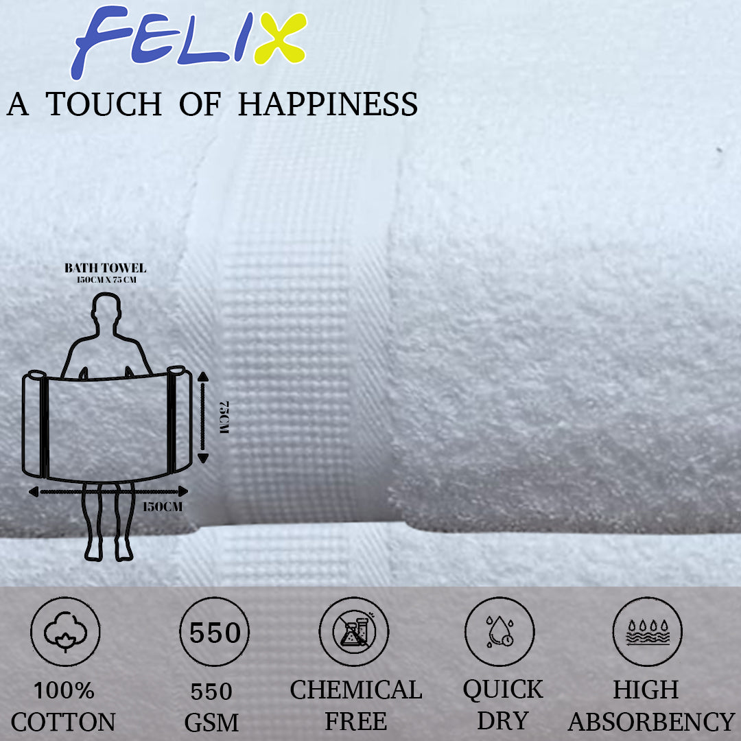 FELIX Export Quality 100% Cotton Bath Towel  550 GSM- Unwind in Everyday Luxury | Combo - Pack of 2 - Regency India