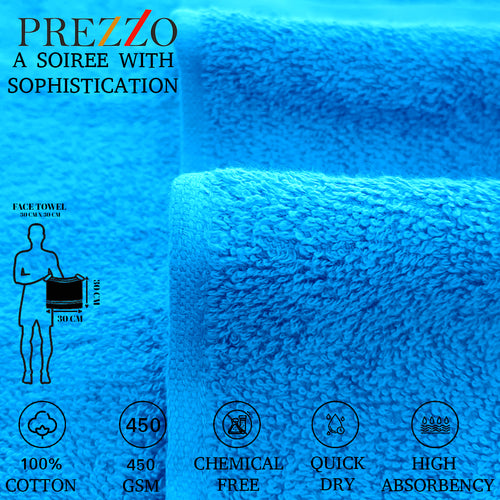 Prezzo Face Towel 450 GSM, Size 30 * 30 cm, Soft & Fluffy towel, (Pack of 6) | Color Combo - Regency India