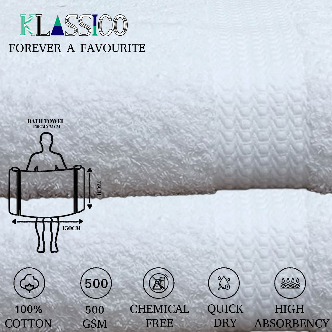 Klassico Export Quality 100% Cotton Bath Towel 500 GSM, (Soft & Absorbent) - Regency India