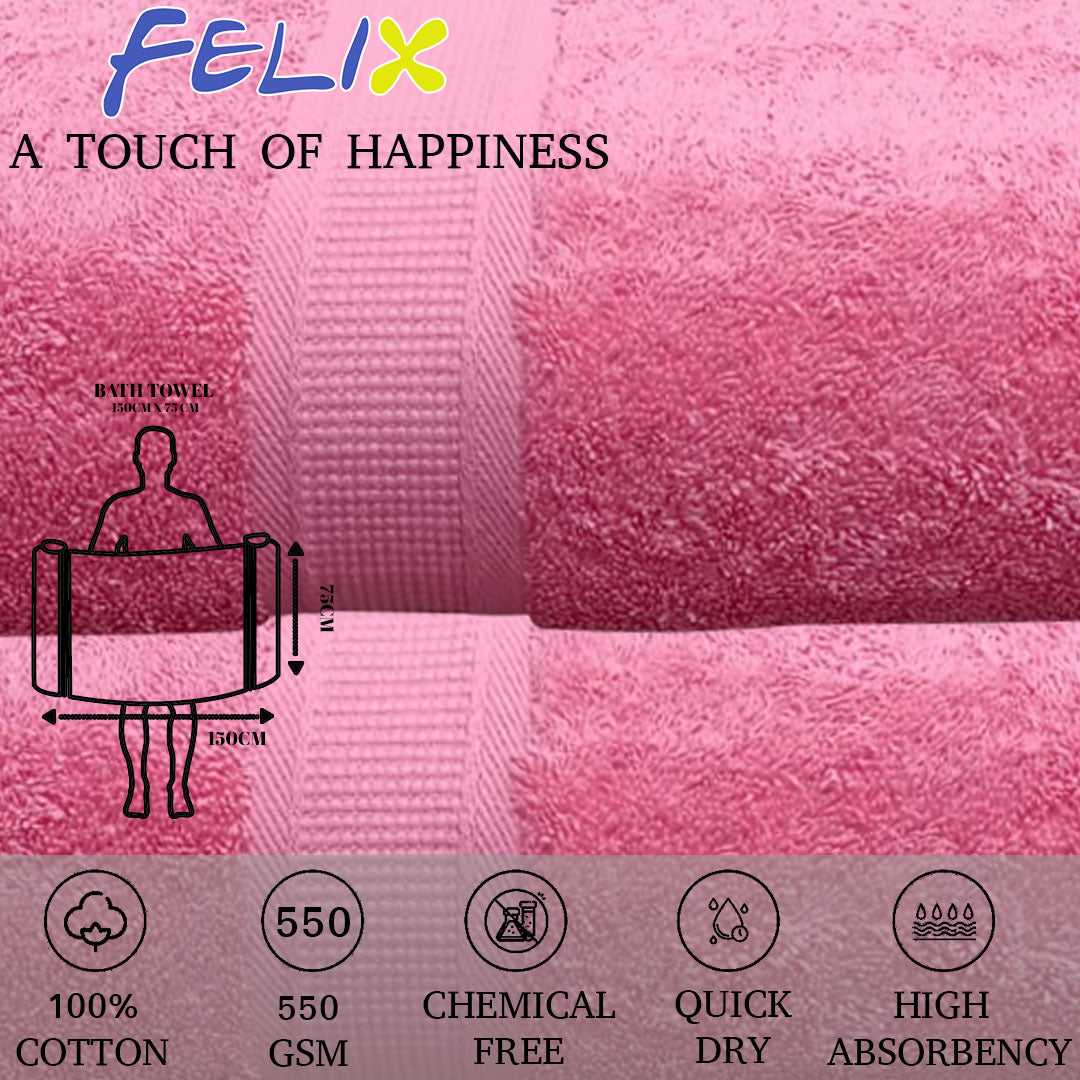 FELIX Export Quality 100% Cotton Bath Towel  550 GSM- Unwind in Everyday Luxury | Combo - Pack of 2 - Regency India