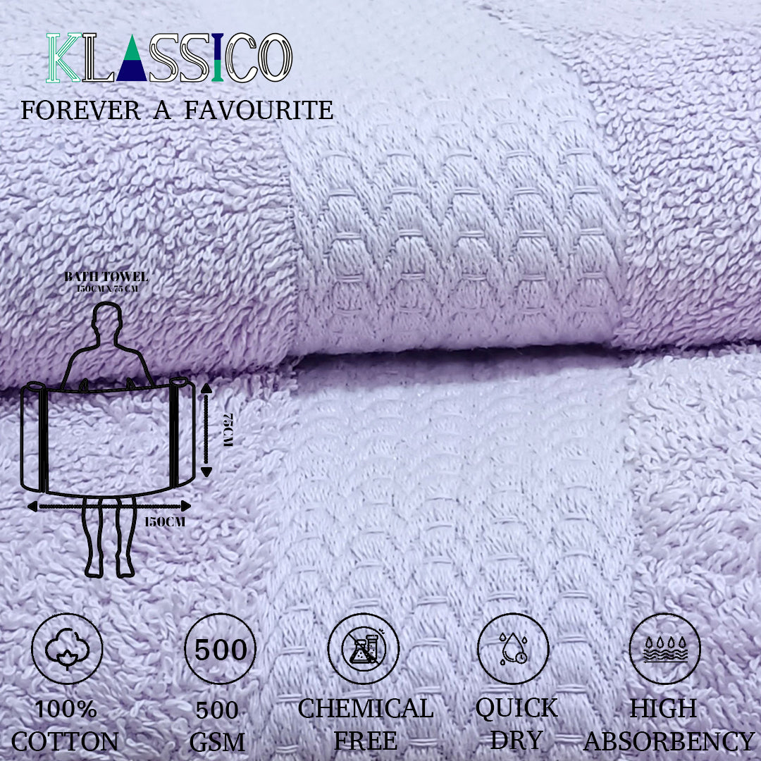 Klassico Export Quality 100% Cotton Bath Towel 500 GSM, (Soft & Absorbent) - Regency India