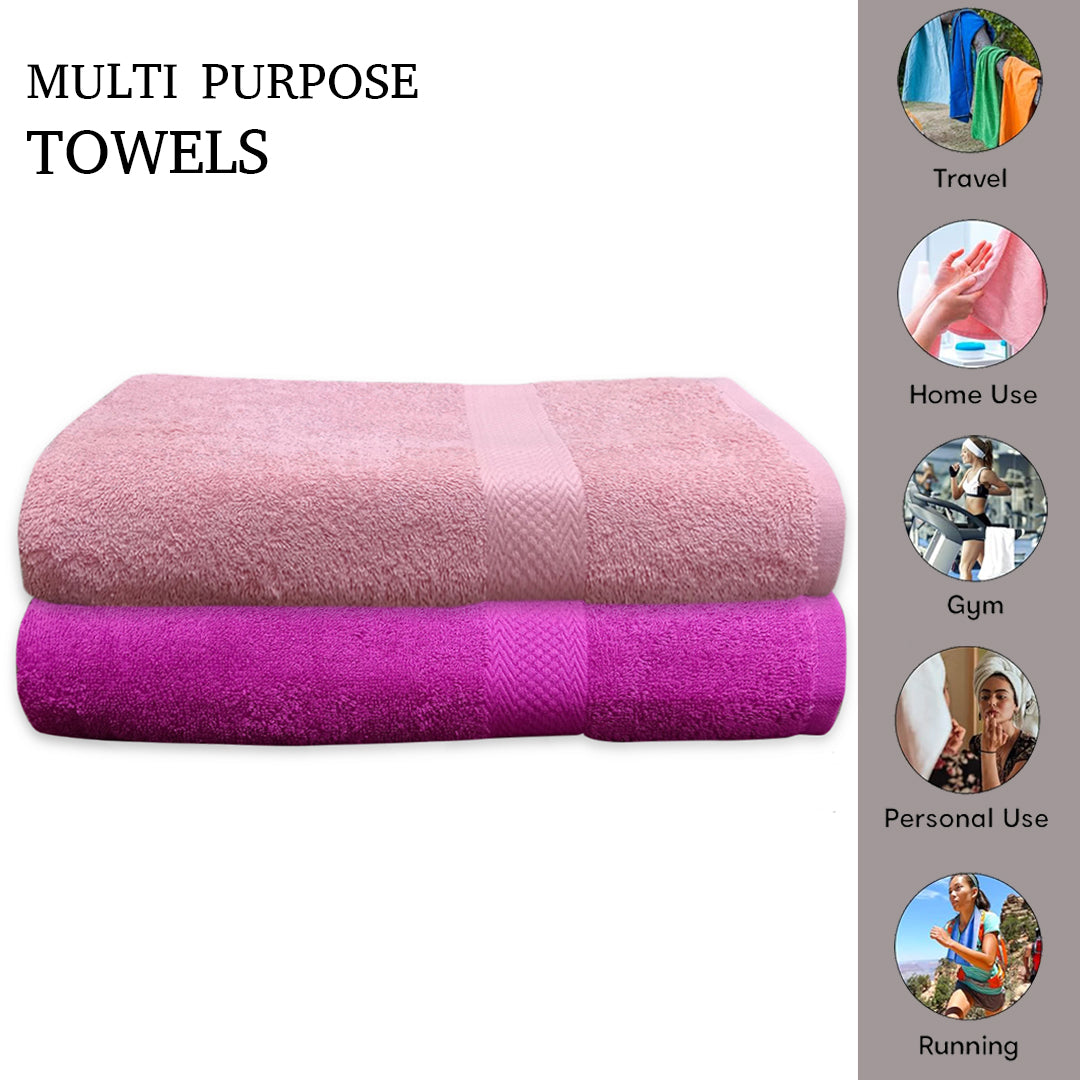 Quattro Export Quality 100% Cotton Bath Towel 400 GSM, (Soft & Absorbent) Color Combo  | Pack Of 2 - Regency India
