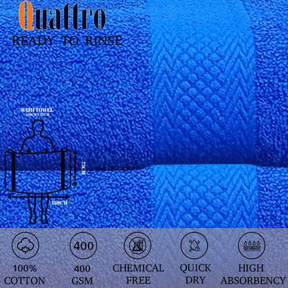 Quattro Bath Towel. Cobalt Color Bath Towel. Cotton Towel. 