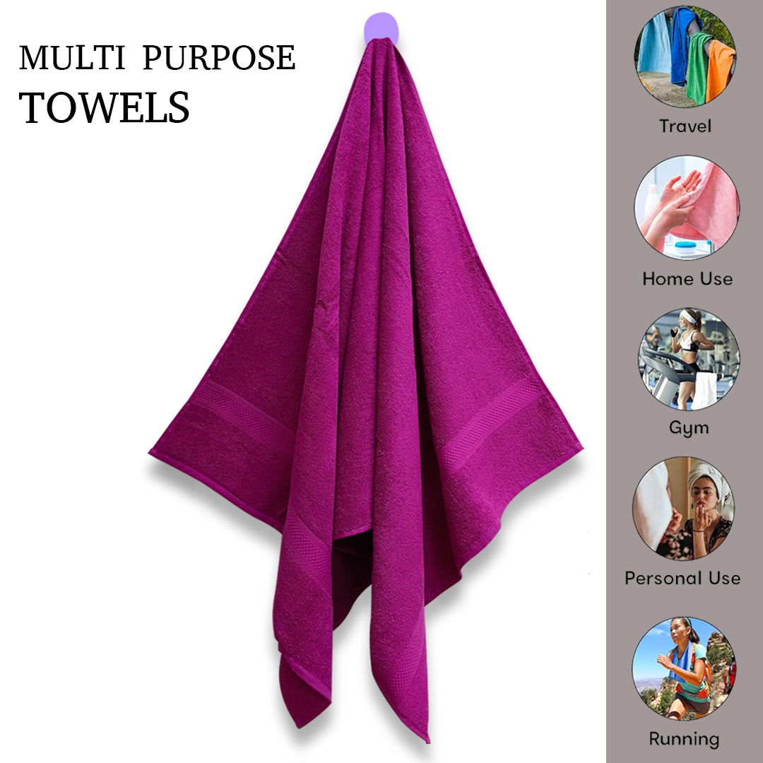 Quattro Bath Towel. Fuscia Pink Color Bath Towel. Cotton Towel. 