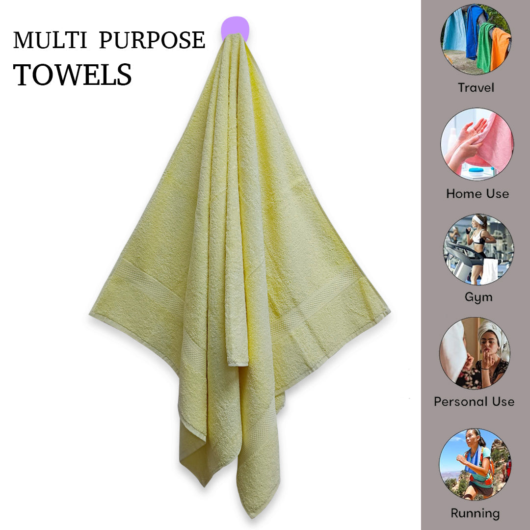 Quattro Bath Towel.Yellow Color Bath Towel. Cotton Towel. 