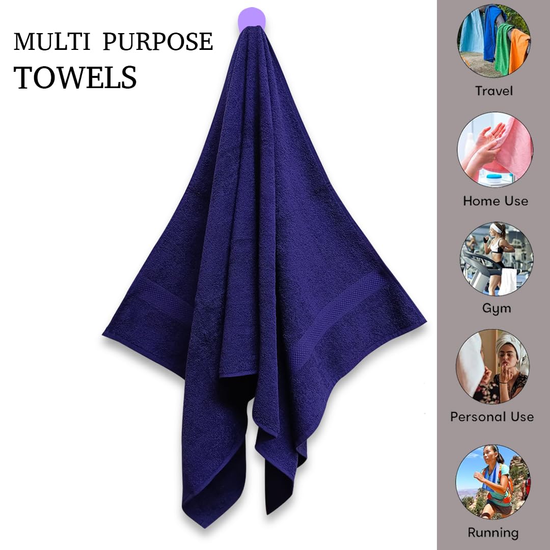 Regency India Quattro 100% Cotton Towels for Bath | Turkish Bath Towel - Ultra Soft & Absorbent | 400 GSM | 1 Piece Bath & 2 Hand Towels Towel for Men/Women | 75 x 150 cm (Midnight Blue)