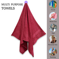 Regency India Quattro 100% Cotton Towels for Bath | Turkish Bath Towel - Ultra Soft & Absorbent | 400 GSM | 1 Piece Bath & 2 Hand Towels Towel for Men/Women | 75 x 150 cm (Maroon)