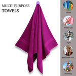 Quattro Export Quality 100% Cotton Bath Towel 400 GSM, (Soft & Absorbent) | Buy 1 Bath Towel & Get 2 Face Towel Free- Fuscia Pink